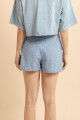 Shorts De Pregas Bordado Echo Azul 