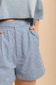 Shorts De Pregas Bordado Echo Azul 