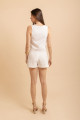 Shorts De Pregas Bordado Echo Off White