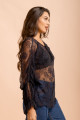 Camisa Raglan Renda Dalia Preta