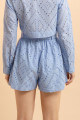 Shorts Amplo Bordado Laise Lume Azul 