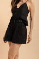  Shorts Amplo Bordado Laise Lume Preto