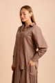 Camisa Recortes Grid Marrom