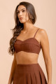 Top De Alcinhas Risca Ray Marrom