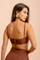 Top De Alcinhas Risca Ray Marrom