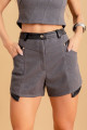 Shorts Alfaiataria E Couro Noah Cinza