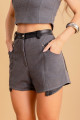 Shorts Alfaiataria E Couro Noah Cinza