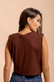 Blusa Ombreira Malha Marrom