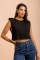 Blusa Ombreira Malha Preta