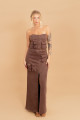 Saia Longa Cargo Velvet Marrom