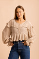 Blusa Cropped Babados Veil Bege 