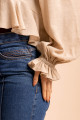 Blusa Cropped Babados Veil Bege 
