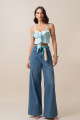 Cropped Babados Lina Azul