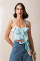 Cropped Babados Lina Azul