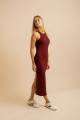 Vestido Longo Malha Track Vinho