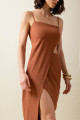 Vestido Transpassado Nômade Conhaque